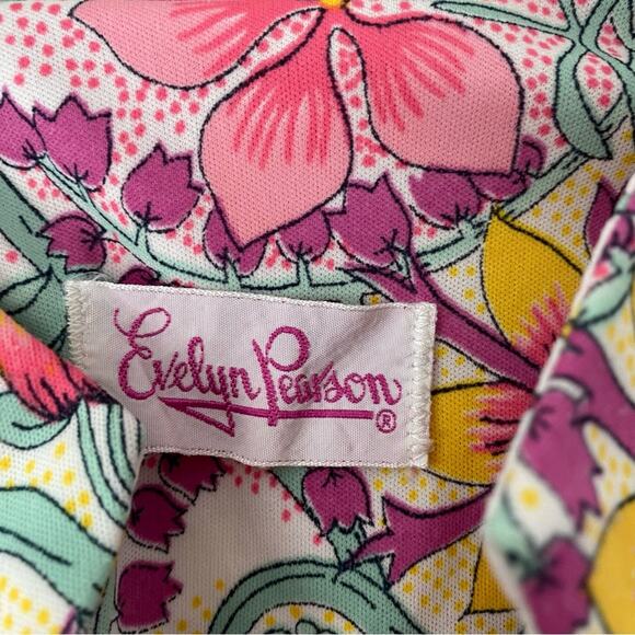 Evelyn Pearson 60s Vintage Psychedelic Loungewear Robe Cover Up Zipper Floral - Picture 9 of 9
